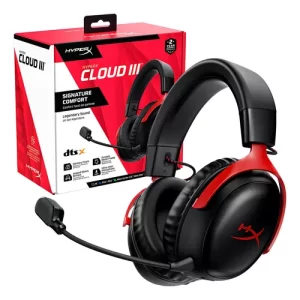 HEADSETS HYPERX CLOUD III WIRELESS /COL. NEGRO-ROJO /MIC. CANC. RUIDO /BAT. 120 H. /DTS X ESPACIAL